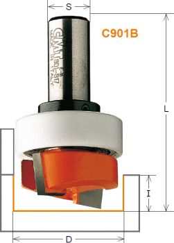 CMT HW-Langlochnutfräser mit Anlaufring; 19x19/54x6mm, z2 negativ ; 1 VPE = 1 Stck
