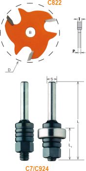CMT Schlitzfräser-Aufnahmedorn lang mit Anlaufring; 40/86x8mm; 1 VPE = 1 Stück