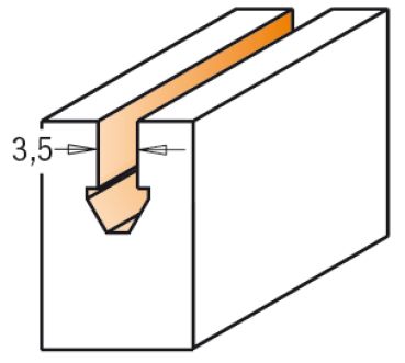 CMT VHW-Dichtungsfräser; 3,5x8/703,5mm, z2 beidseitig rechts; 1 VPE = 1 Stck