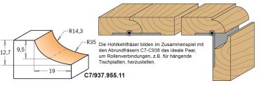 Preview: CMT HW-Hohlkehlfräser mit Anlaufring; 25,4x12,7/54,9x6mm, z2 ; r6,35mm, 1 VPE = 1 Stck