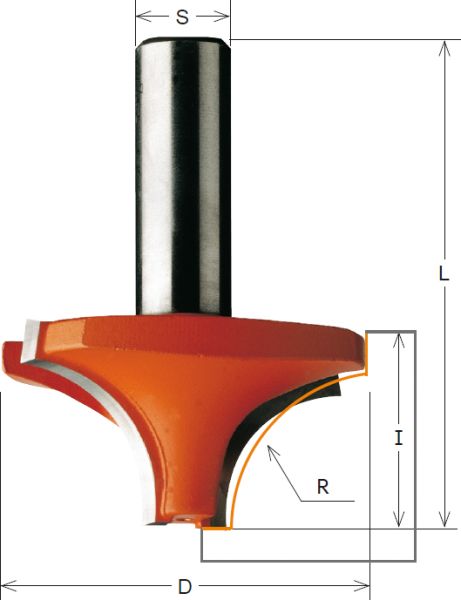 CMT HW-Viertelstabfräser; 44,5x22,2/60,3x12mm, z2; r16mm; 1 VPE = 1 Stck