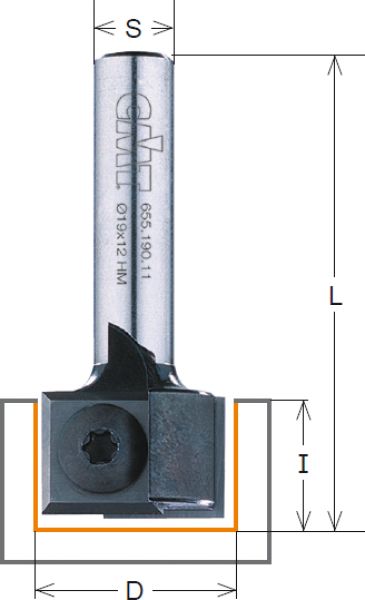 CMT HW-Wendeplatten-Nutschaftfräser zum Eintauchen; 16x48,3/105x12mm, z2 rechts; 1 VPE = 1 Stck