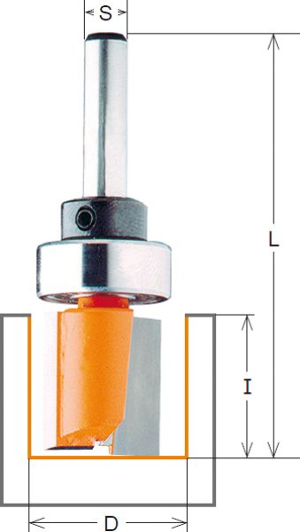 CMT HW-Bündigfräser mit Anlaufring; 13x20/57x6mm, z2 rechts; 1 VPE = 1 Stck