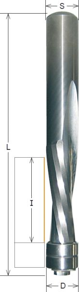 CMT VHW-Bündigfräser mit Doppelkugellager und Spiralnuten; 6,35x25,4/76,2x6mm, z2 ; 1 VPE = 1 Stck