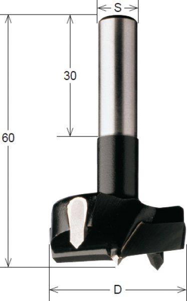 CMT HW-Zylinderkopfbohrer; kurze Ausführung; 40x60x8mm, z2+2 rechts; 1 VPE = 1 Stck