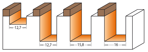 CMT HW-Langlochnutfräser; 31,7x12,7/54x12mm, z2 negativ ; 1 VPE = 1 Stck