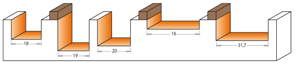 CMT HW-Langlochnutfräser; 20x16/48x8mm, z2 negativ ; 1 VPE = 1 Stck