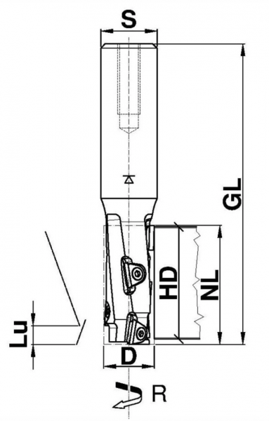 AIGNER DP-Nutschaftfräser "KONSTANTIN®-Mini" für CNC; 16x43,9/110x25mm z1+1 links; 1 VPE = 1 Stück
