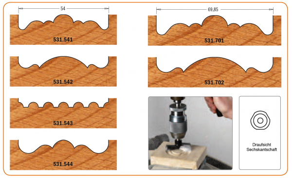 CMT HW-Rosettenbohrer; 54x73,5x9,5mm, z2 rechts; 1 VPE = 1 Stck