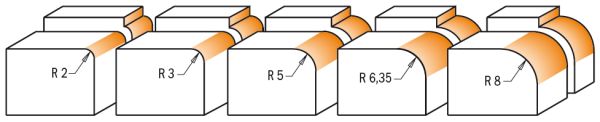 CMT HW-Wendeplatten-Abrundfräser mit Anlaufring; 28,5x24/67x8mm, z2 ; r6,35 mm; 1 VPE = 1 Stck