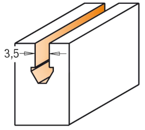 CMT VHW-Dichtungsfräser; 3,5x8/703,5mm, z2 beidseitig rechts; 1 VPE = 1 Stck