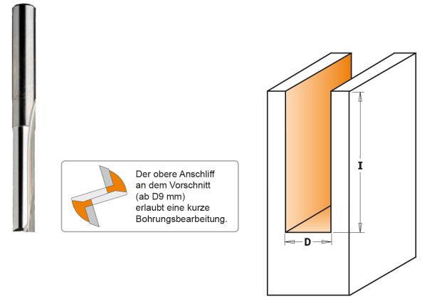 CMT VHW-Nutfräser; 6x25,4/60x8mm, z2 rechts; 1 VPE = 1 Stck