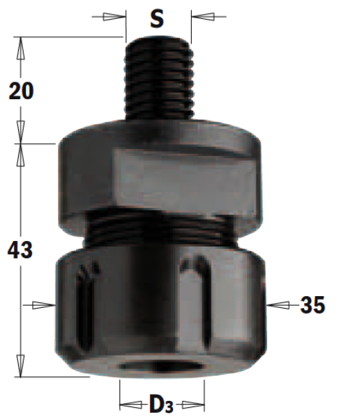 CMT Spannzangenfutter "ER 20" für Schaftfräser M16x2/43mm ; 1 VPE = 1Stck