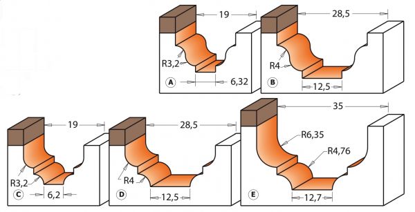 CMT HW-Karniesfräser- und Profilnutfräser; 28,6x14,3/58,8x12mm, z2 rechts; 1 VPE = 1 Stck