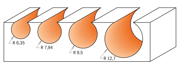 CMT HW-Kugelfräser; 25,4x23,5/70x12mm, r12,7 z2 rechts; 1 VPE = 1 Stck