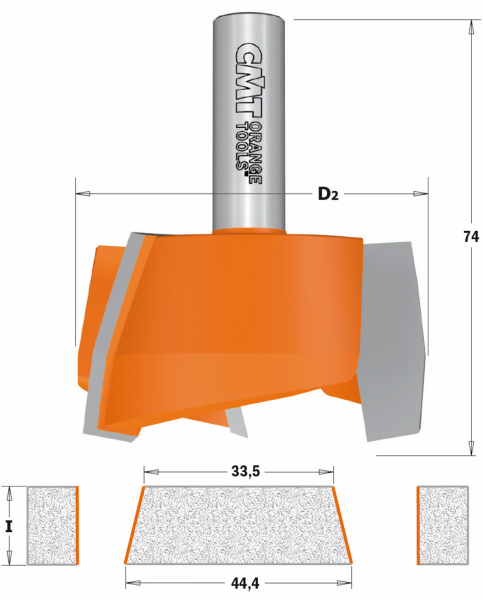 CMT HW-Reparatur-Fräserset f. Mineralwerkstoffe; 47,6x20/68,5-74x12mm, z2+3, rechts; 1 VPE = 1 Stck