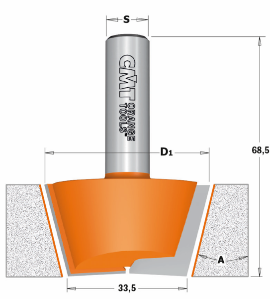 CMT HW-Reparatur-Fräserset f. Mineralwerkstoffe; 47,6x20/68,5-74x12mm, z2+3, rechts; 1 VPE = 1 Stck
