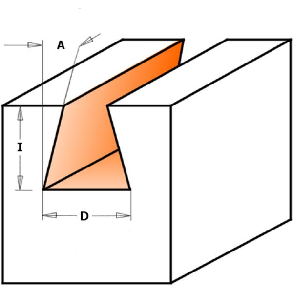 CMT VHW-Zinkenfräser 9,5x9,5/52,5x8mm, 9° z2 rechts; 1 VPE = 1 Stck